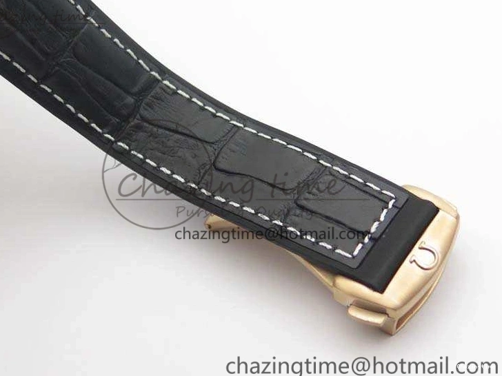 0515 Elegant Seamaster Pro Chrono RG OM Best Edition Black Ceramic Black Dial On Gummy Strap A 8128